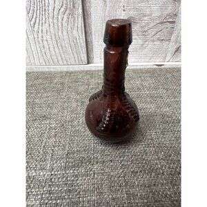 Vintage Ball and Claw Bitters Brown Amber Glass Bottle Vase Rustic Collectible